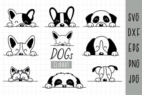 Black Dog Faces Clipart