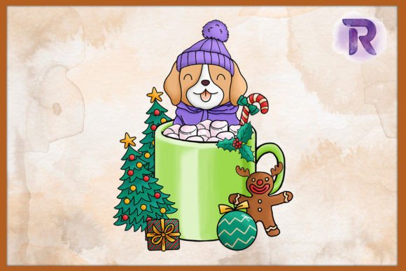 Christmas Hot Drinks Cute Dog Puppy