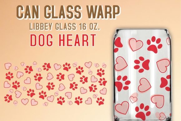 Dog Heart Libbey Can Glass