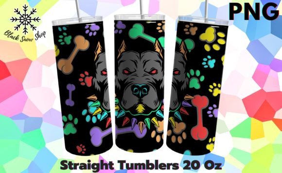 Dog Paw Pastel Black Sublimation Tumbler