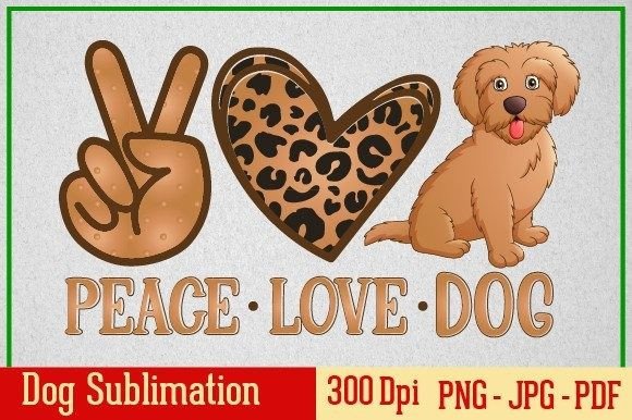 Peace Love Dog Embroidery Design